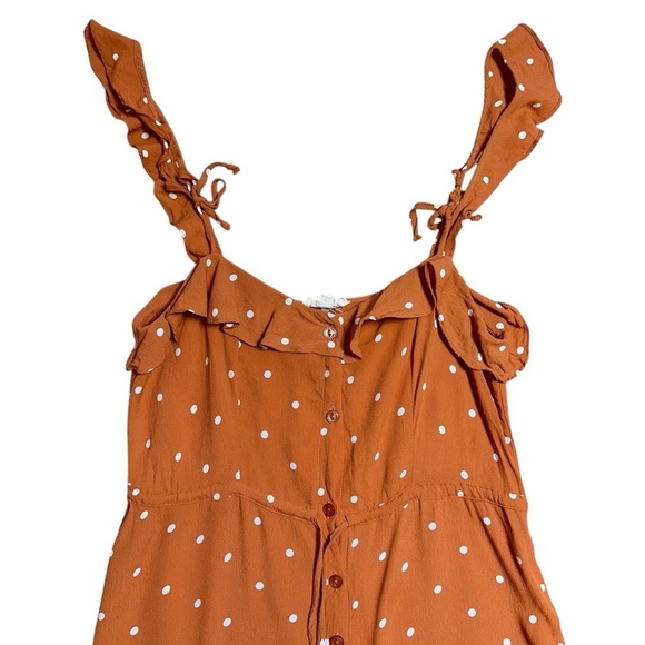 For Love & Lemons Copper Natalia Polka Dot Ruffle Midi Dress Women’s M - Picture 3 of 9